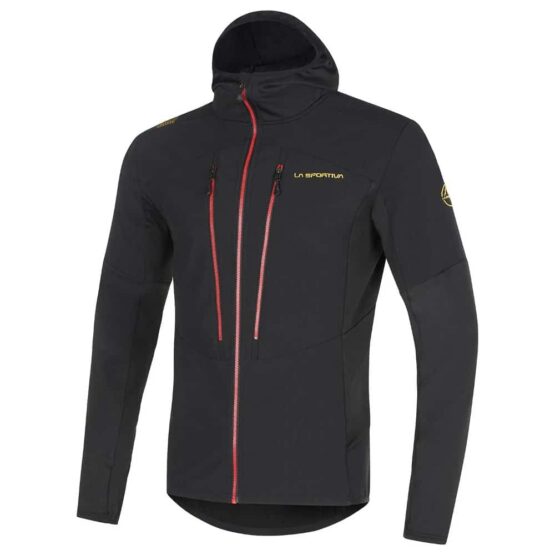 panska-soft-shelova-bunda-La-sportiva-session-tech-hoodie-man-black